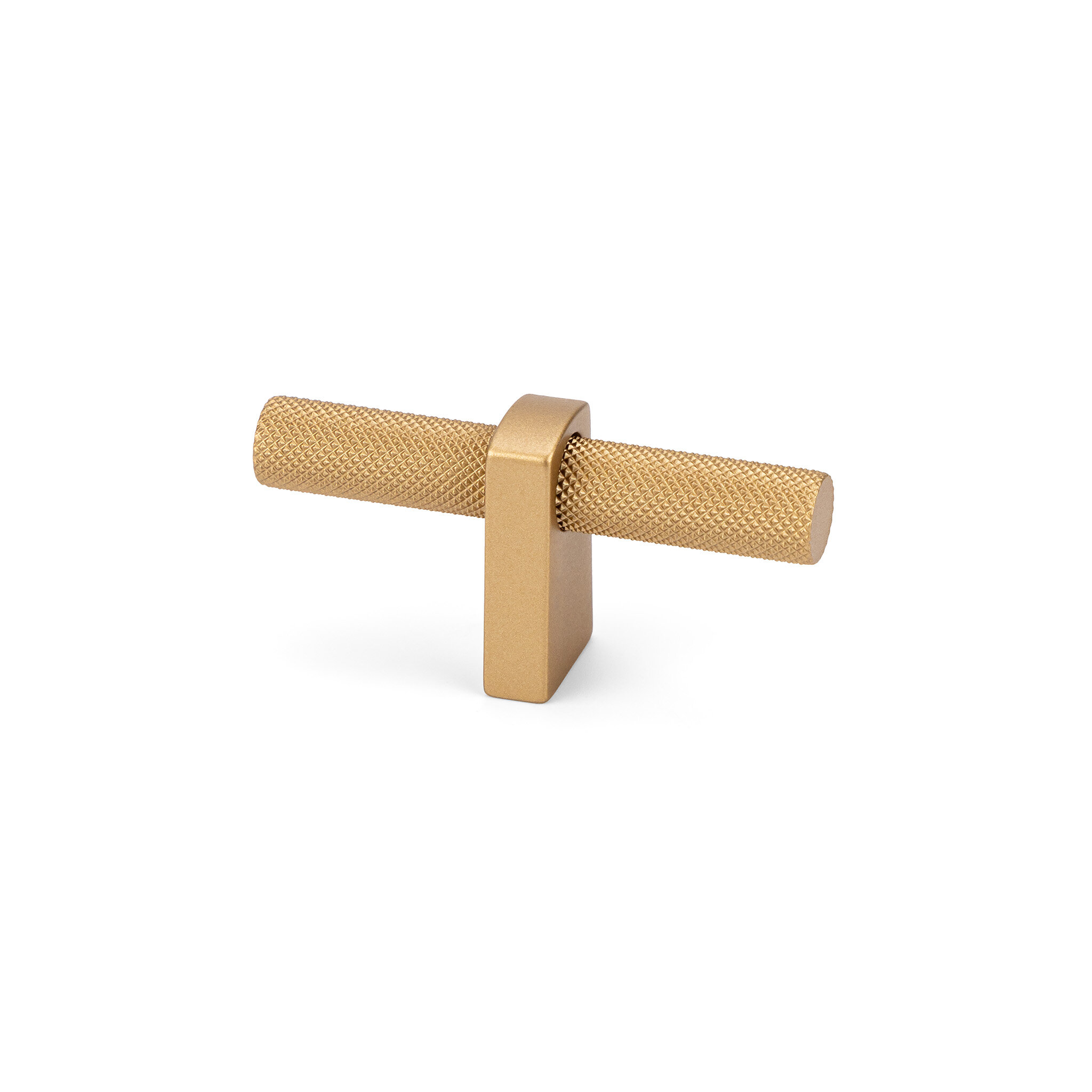 Luca Knurled Designer T-Knob, Natural Brass