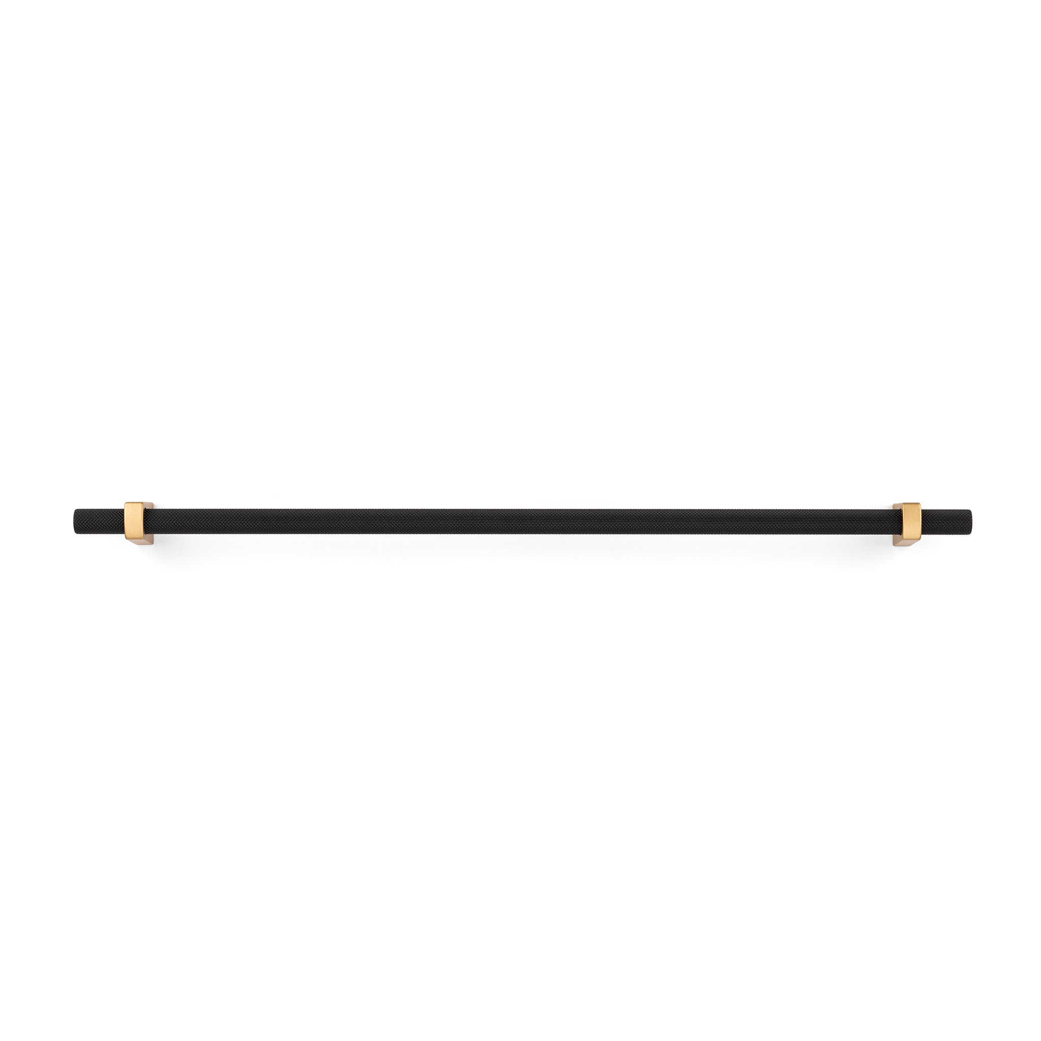 Luca Knurled Designer Pull, 320mm, Natural Brass feet & Matte Black bar