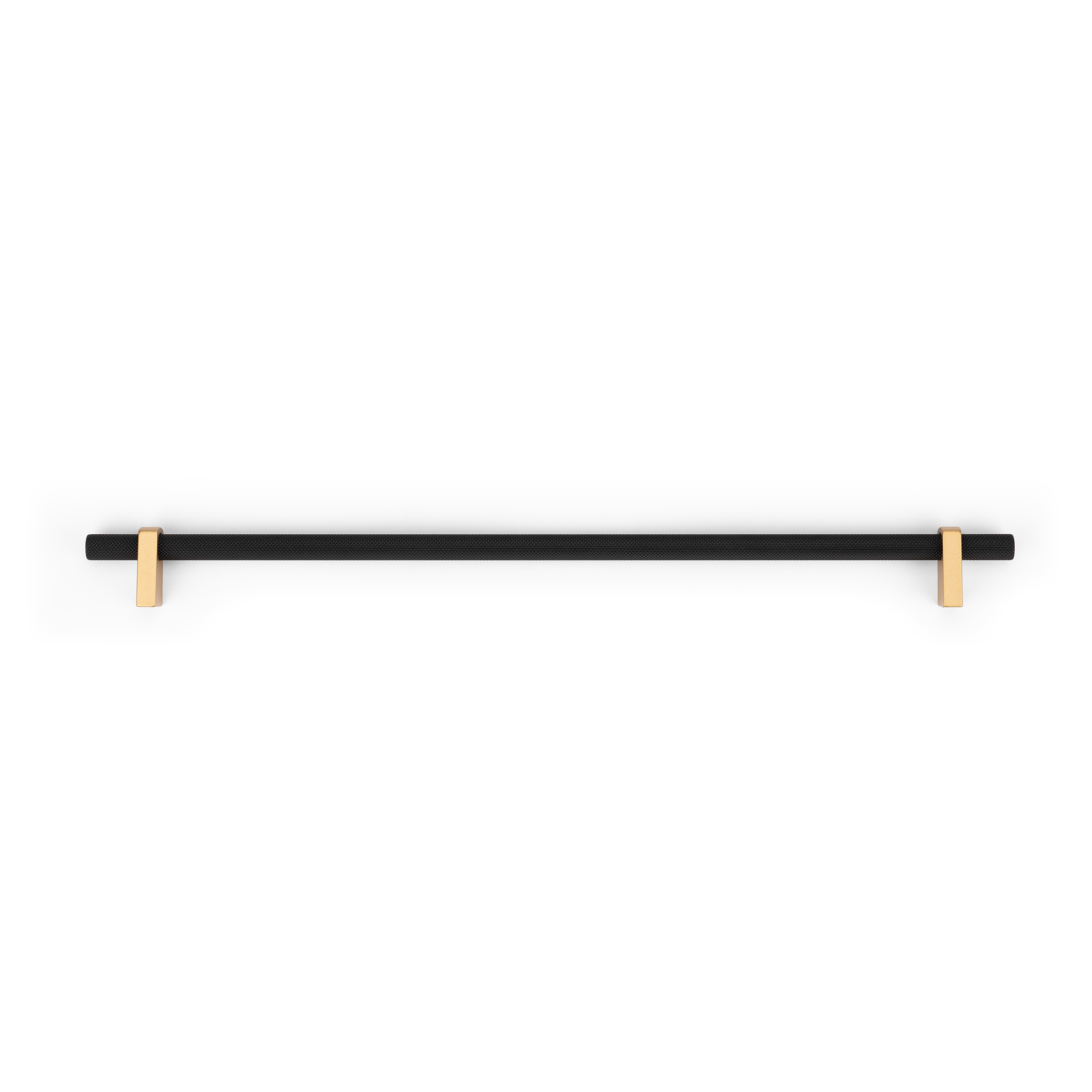 Luca Knurled Designer Pull, 320mm, Natural Brass feet & Matte Black bar