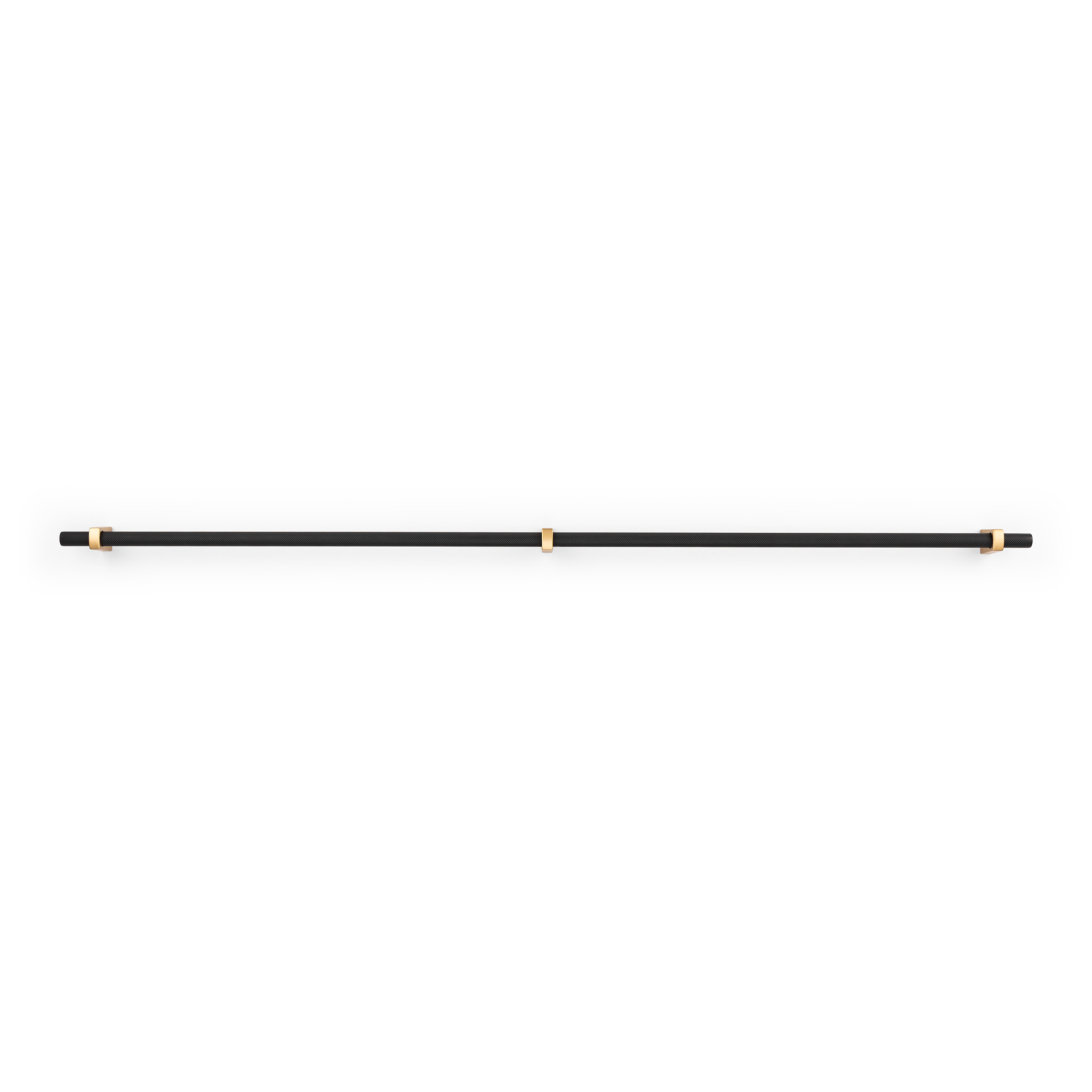 Luca Knurled Designer Pull, 640mm, Natural Brass feet & Matte Black bar