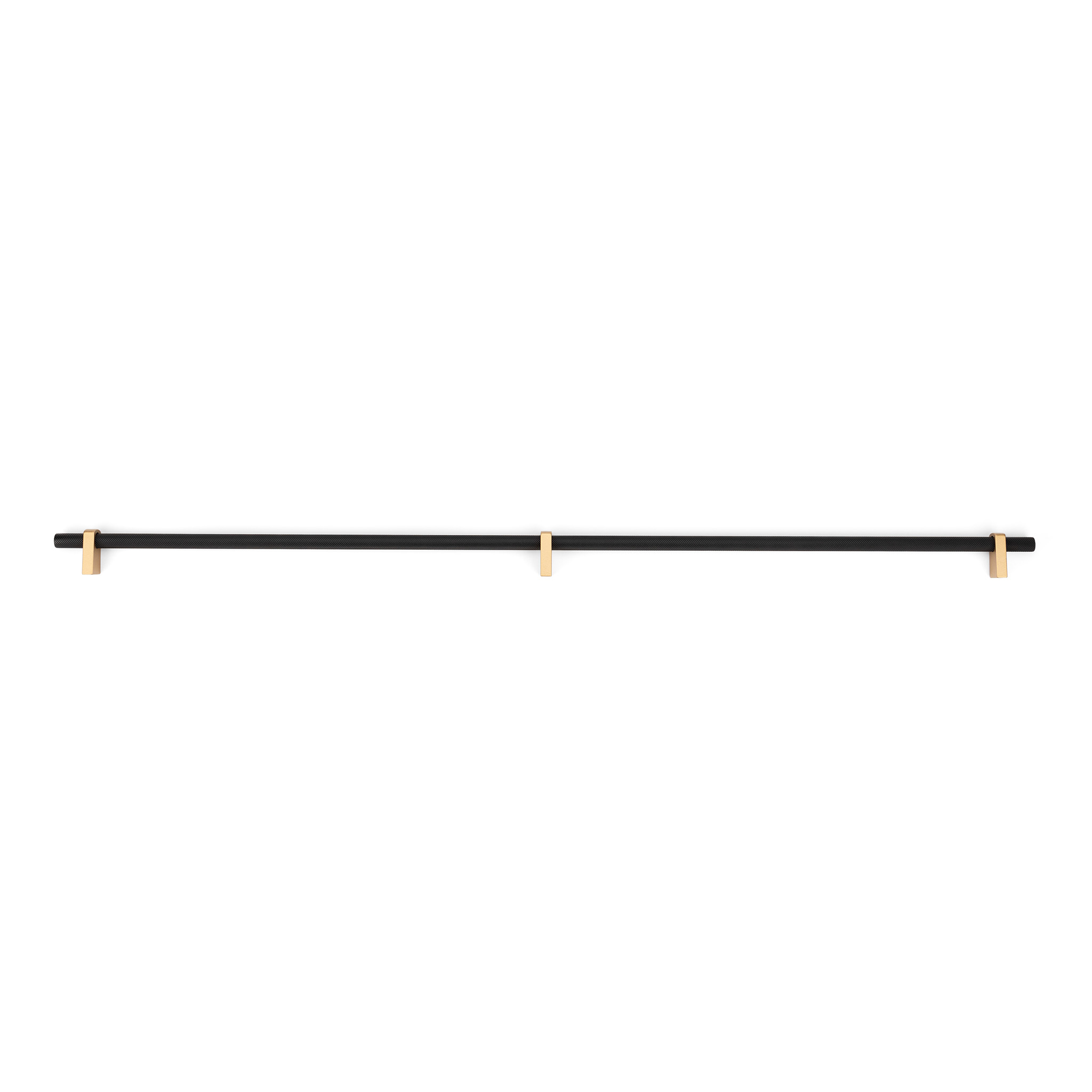 Luca Knurled Designer Pull, 640mm, Natural Brass feet & Matte Black bar