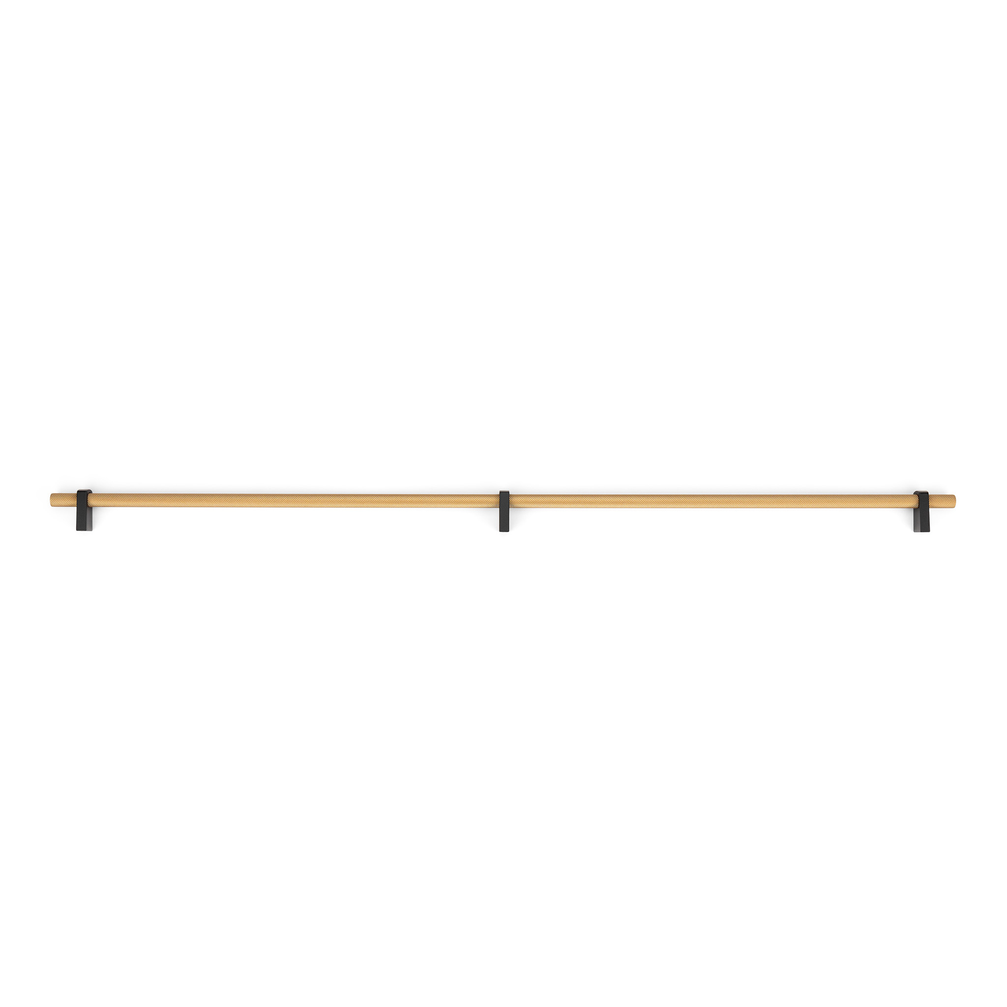 Luca Knurled Designer Pull, 640mm, Matte Black feet & Natural Brass bar