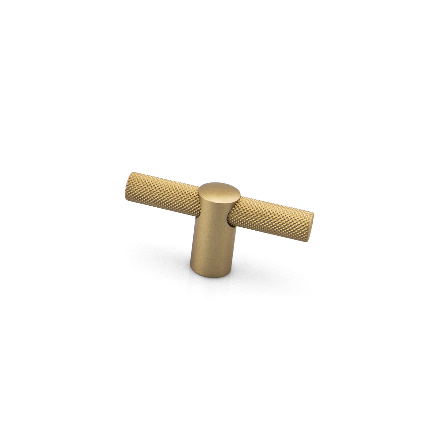 Renate Knurled Designer T-Knob, Natural Brass