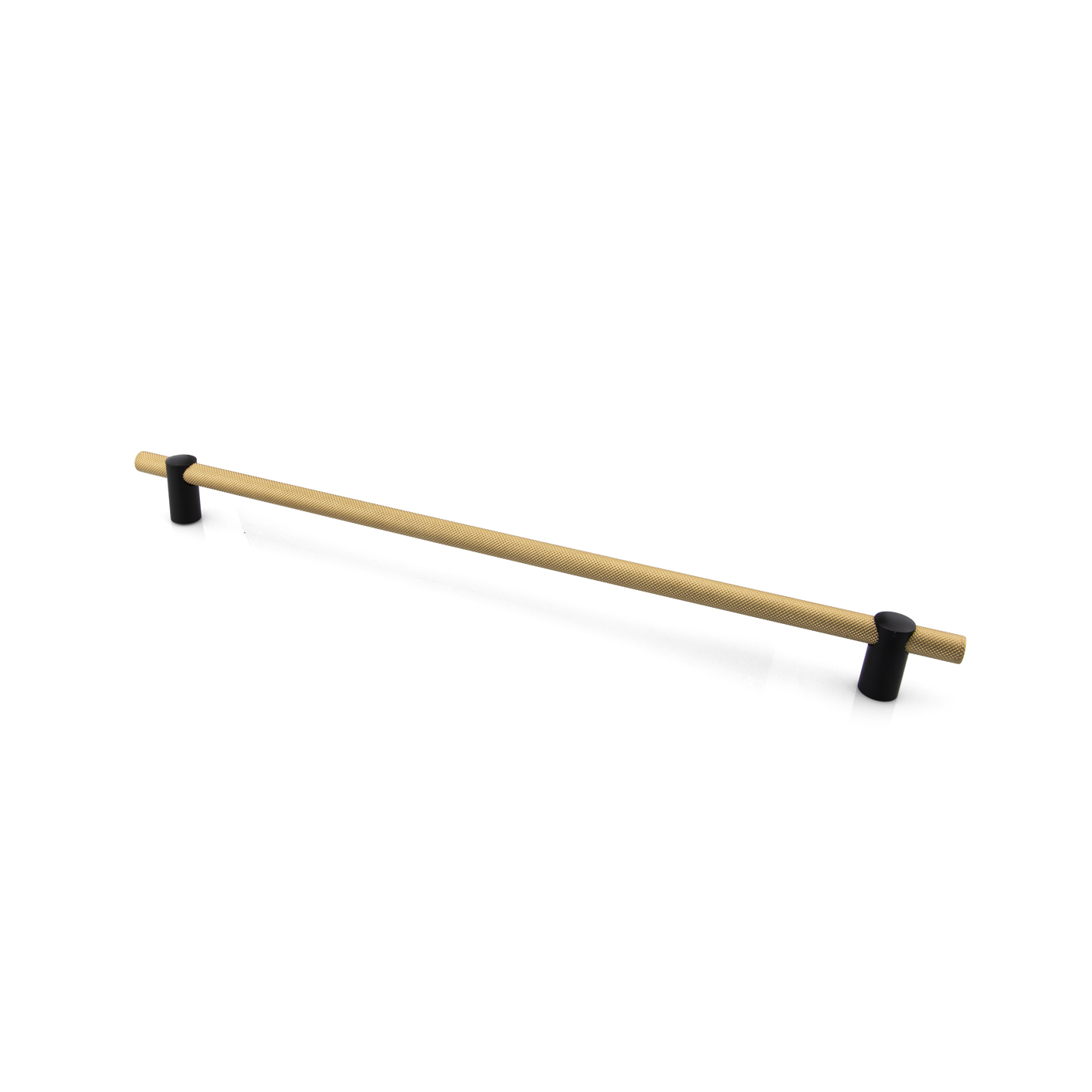 Renate Knurled Designer Pull, 320mm, Matte Black feet & Natural Brass bar