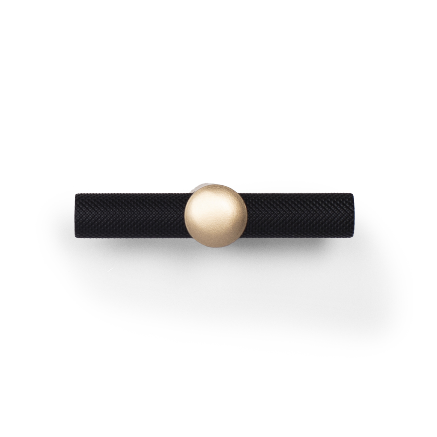 Renate Knurled Designer T-Knob, Natural Brass post with Matte Black bar