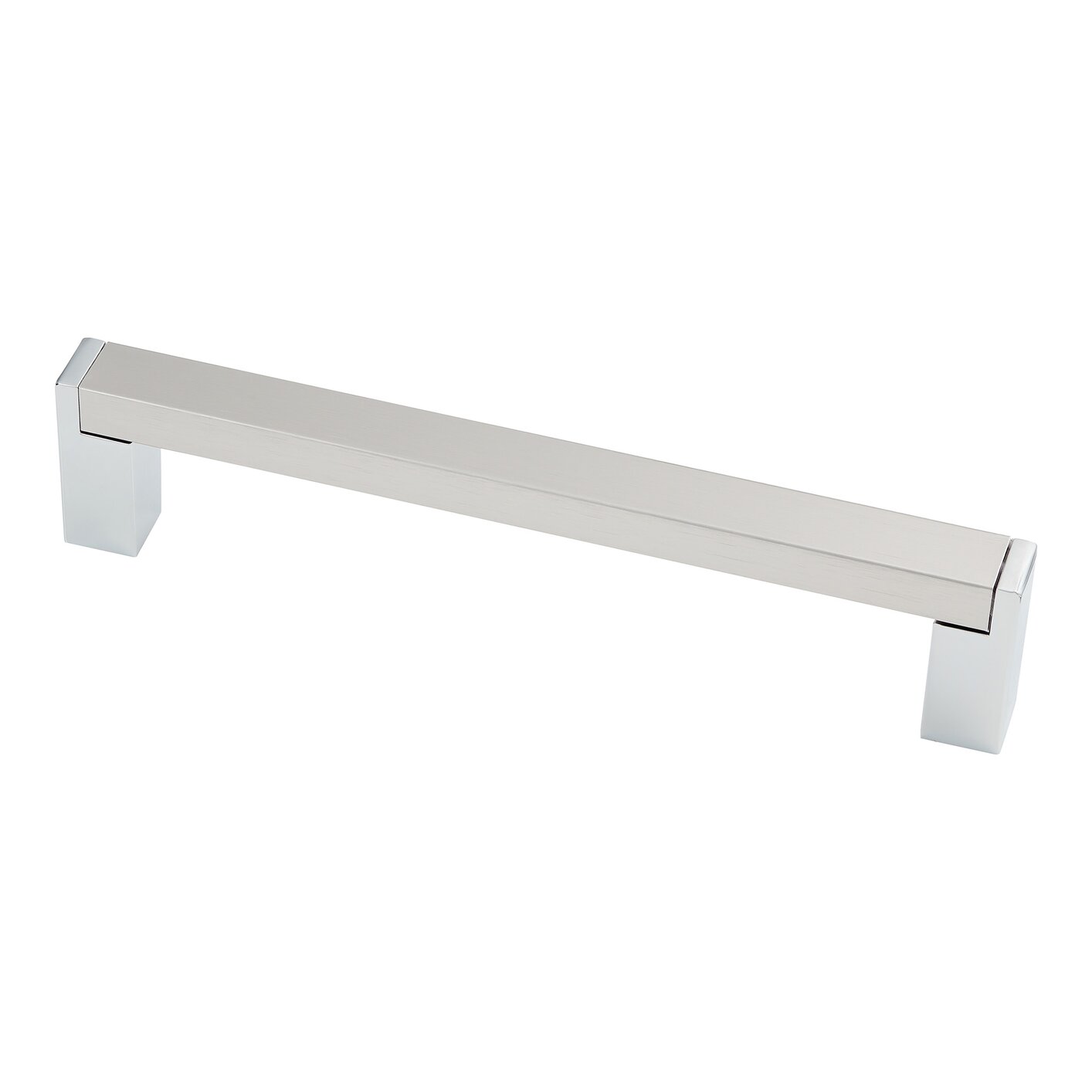 Strathcona Contemporary Pull, 128mm Brushed Satin Nickel / Polished Chrome