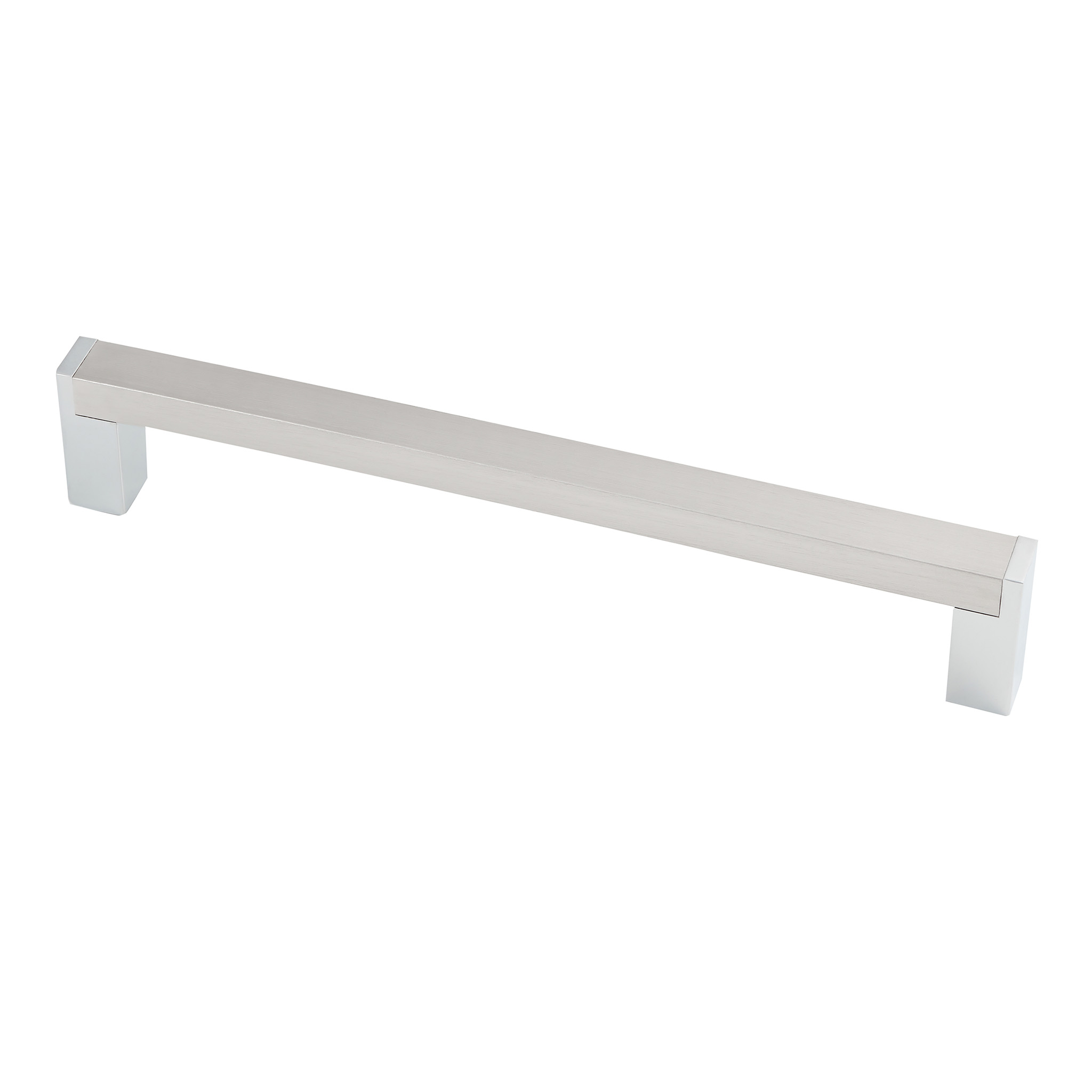 Strathcona Contemporary Pull, 160mm Brushed Satin Nickel / Polished Chrome