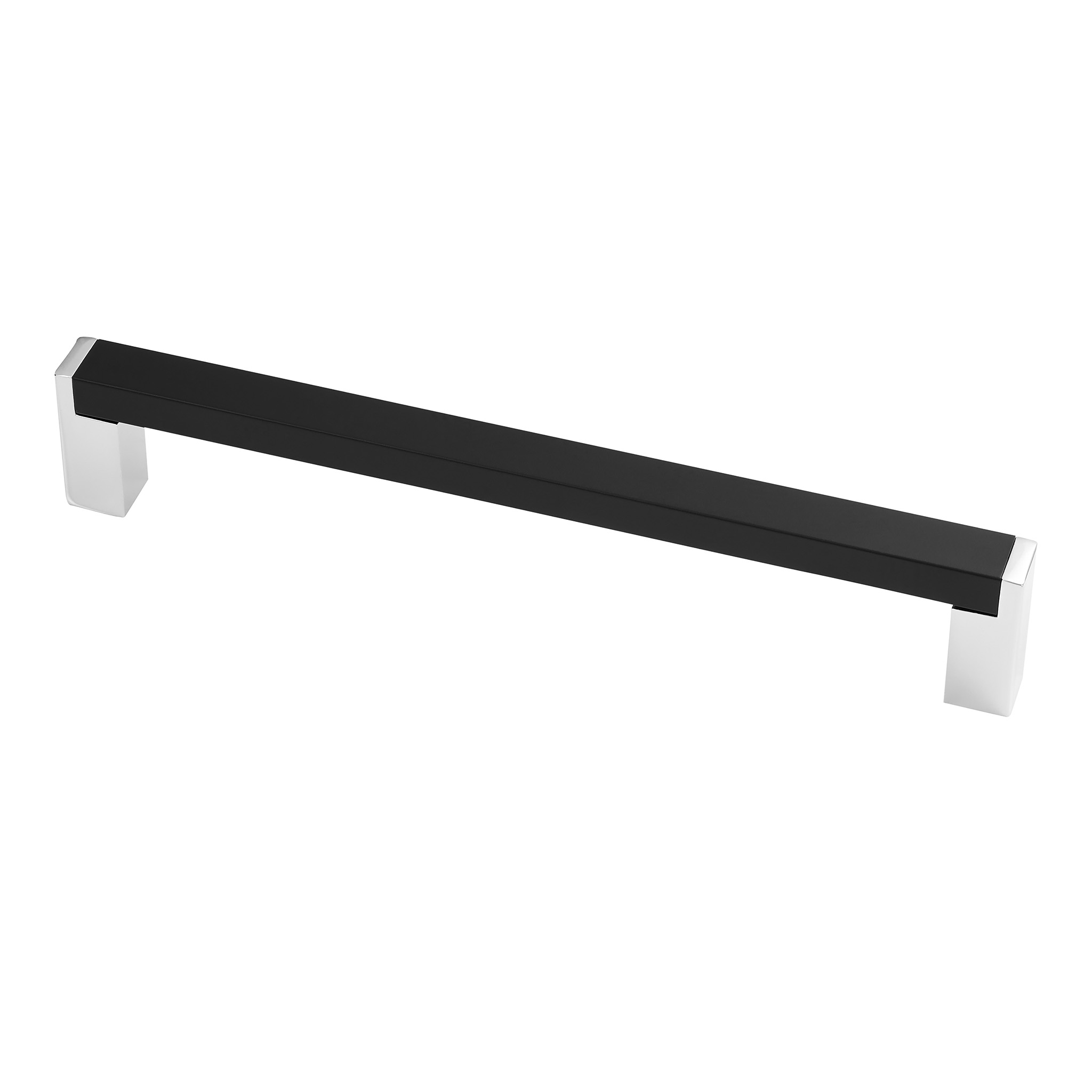 Strathcona Contemporary Pull, 160mm Matte Black / Polished Chrome