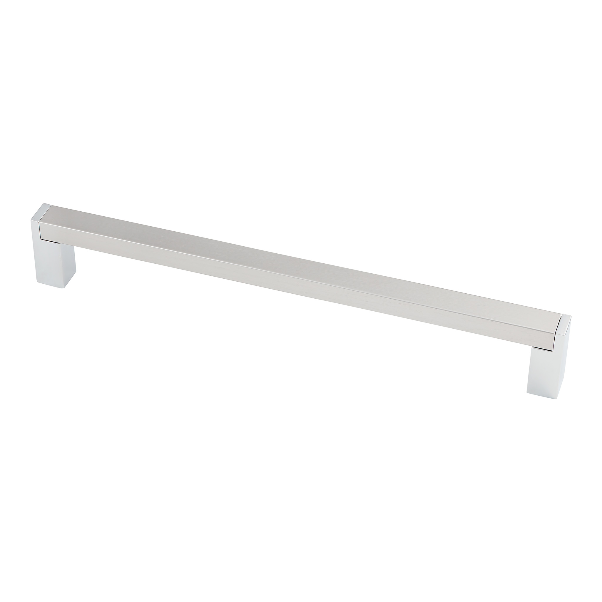 Strathcona Contemporary Pull, 192mm Brushed Satin Nickel / Polished Chrome