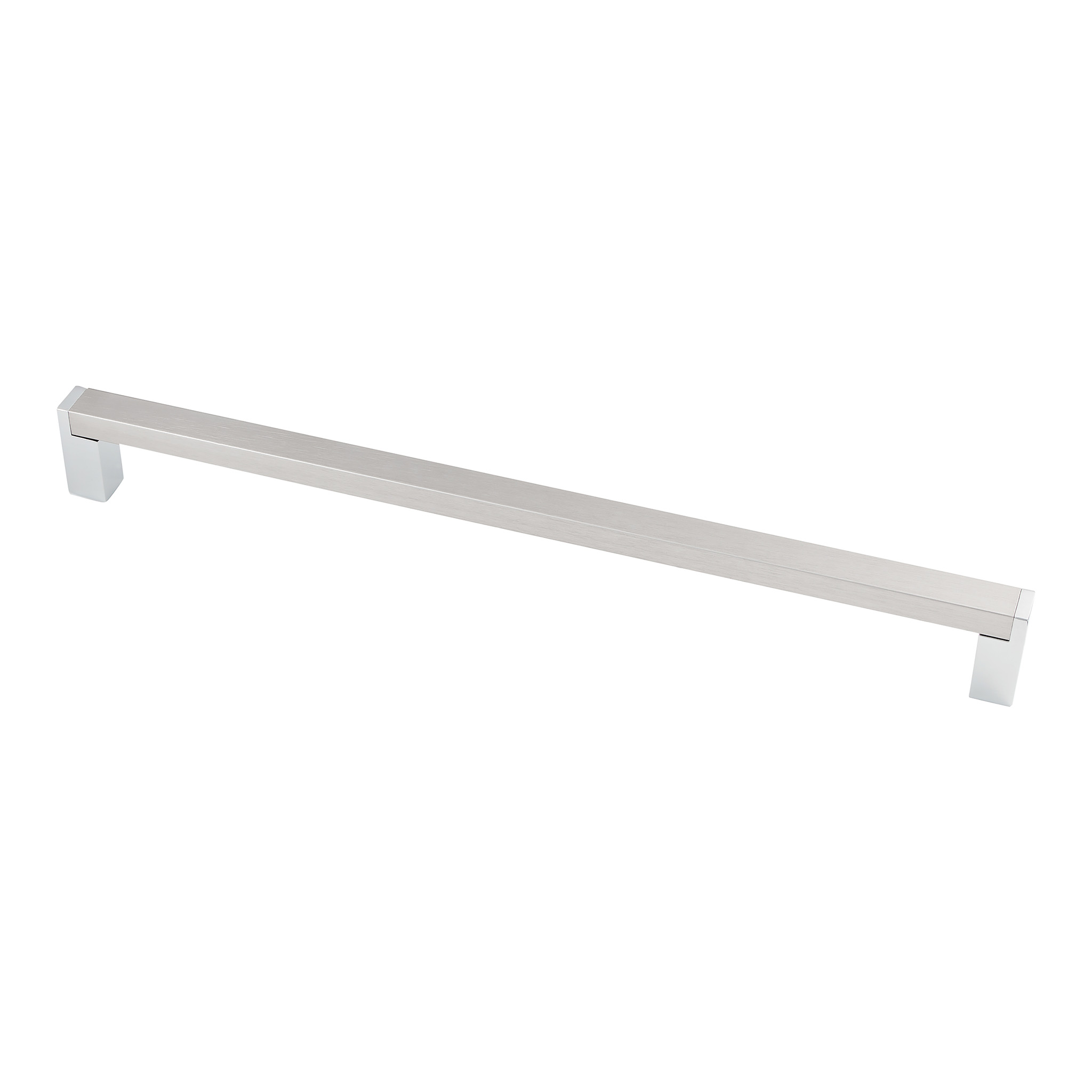 Strathcona Contemporary Pull, 256mm Brushed Satin Nickel / Polished Chrome