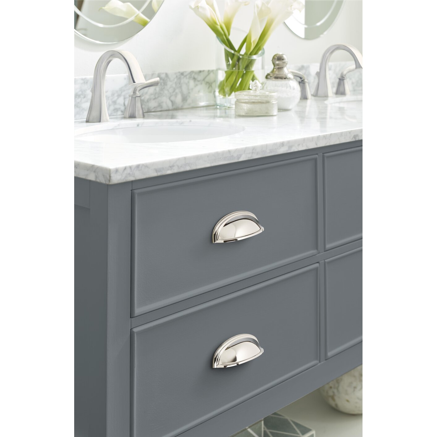 Ashby Cup Pull, 3 in (76 mm) & 4 in (102 mm), Polished Nickel