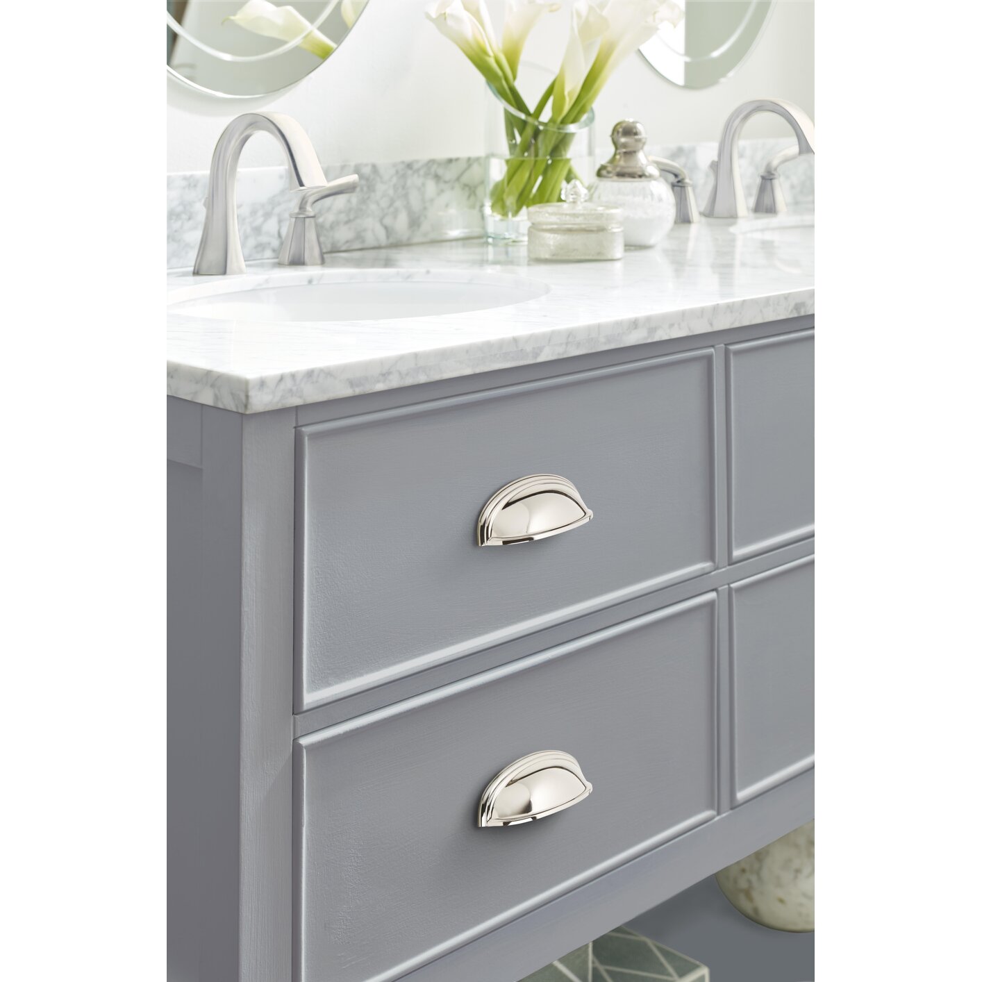 Ashby Cup Pull, 3 in (76 mm) & 4 in (102 mm), Polished Nickel