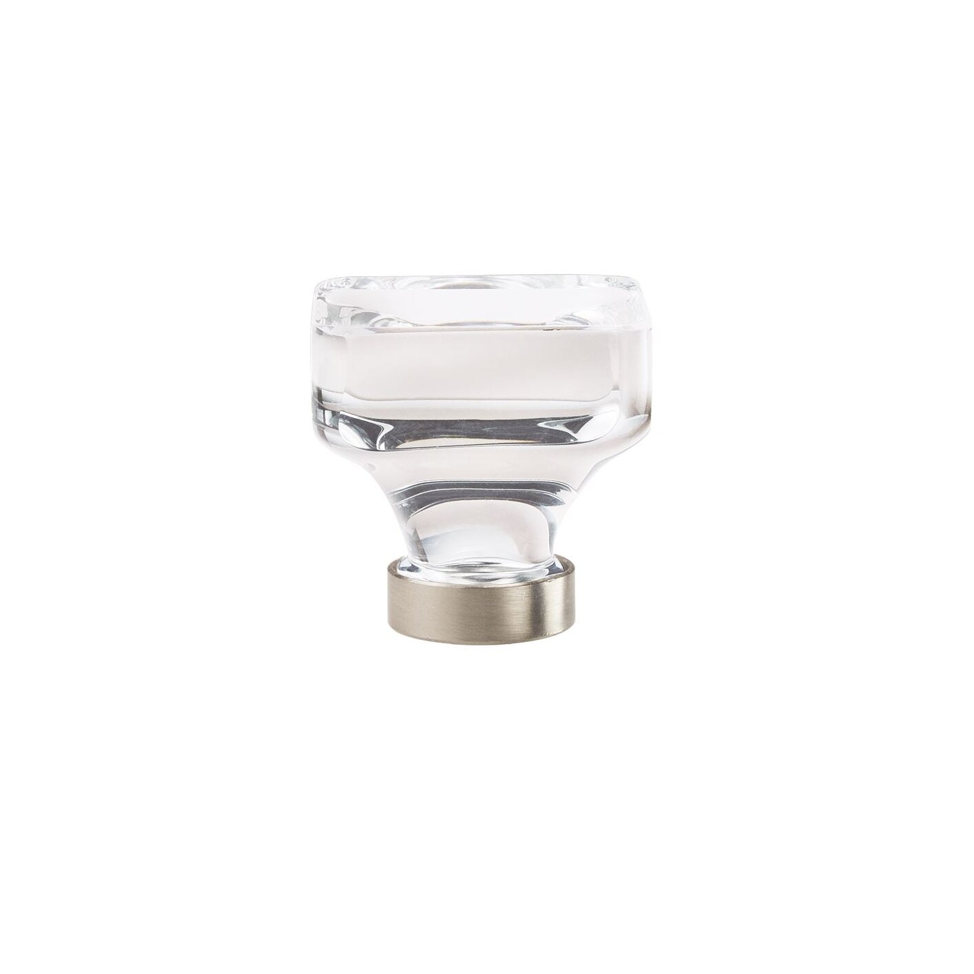 Glacio Square Knob, 1-3/8 in (35 mm), Clear / Satin Nickel