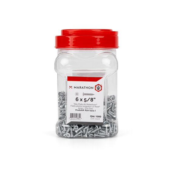ROBERTSON #6 x 5/8 (bit size #2) Flat head Full threaded Aster® Lo-Root® Zinc in Jar