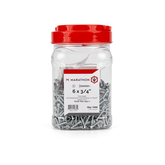 ROBERTSON #6 x 3/4 (bit size #2) Flat head Full threaded Aster® Lo-Root® Zinc in Jar