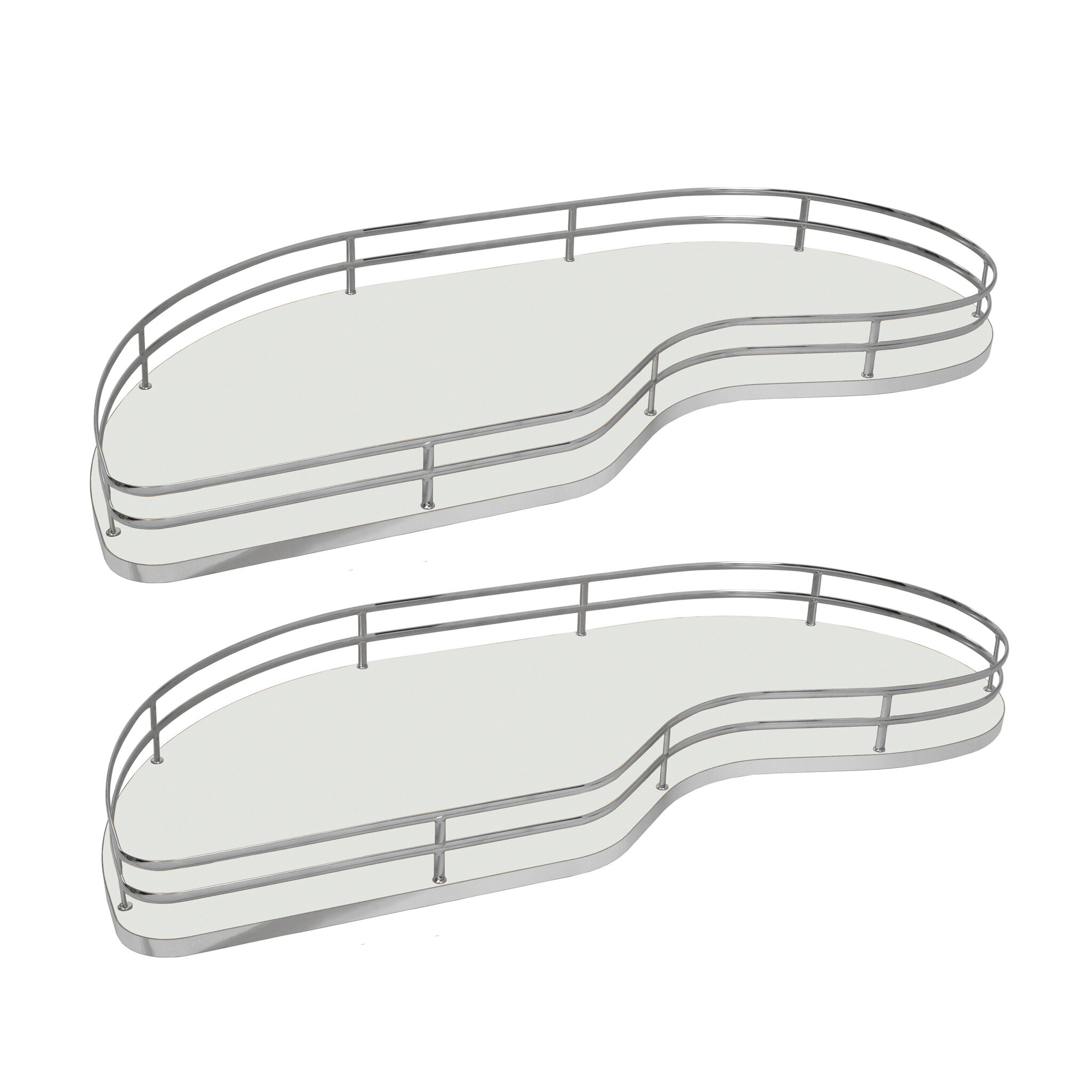 VIBO Fly Moon 3 Pivoting Pullout Shelves, 45 Shelf Kit (2) Left, White / Chrome
