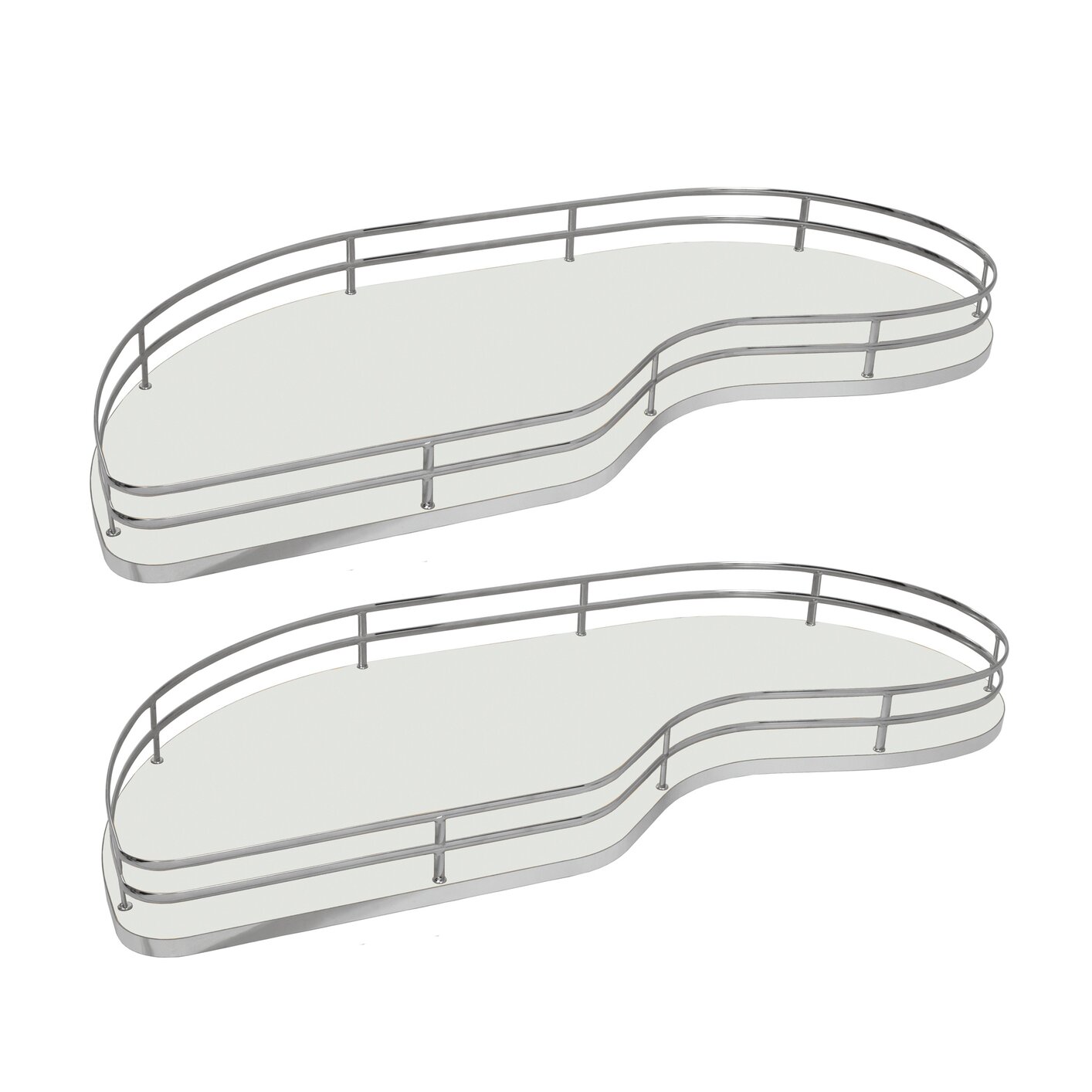 VIBO Fly Moon 3 Pivoting Pullout Shelves, 45 Shelf Kit (2) Left, White / Chrome