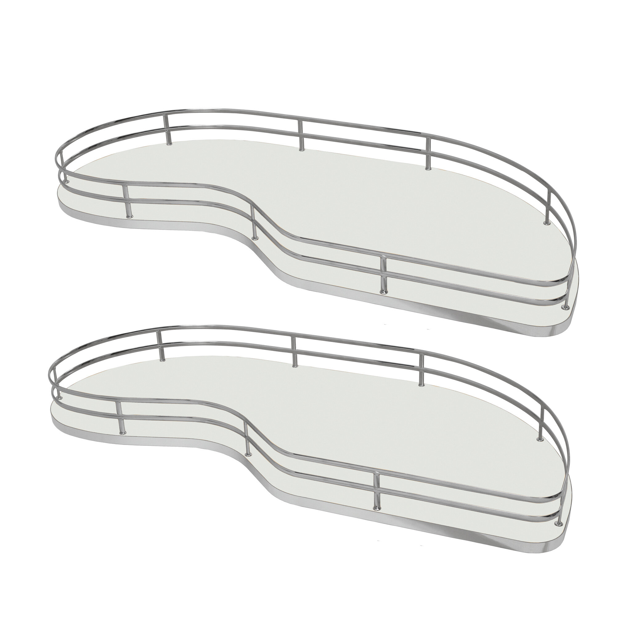 VIBO Fly Moon 3 Pivoting Pullout Shelves, 45 Shelf Kit (2) Right, White / Chrome
