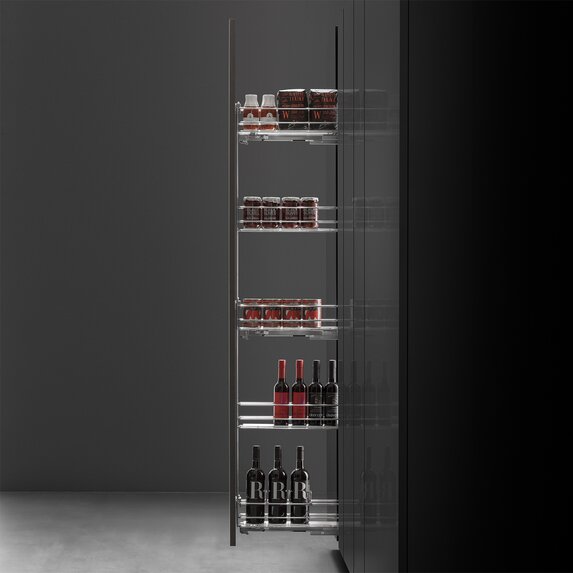 Vibo Filler Pull Outs for Narrow Pantry, White / Chrome