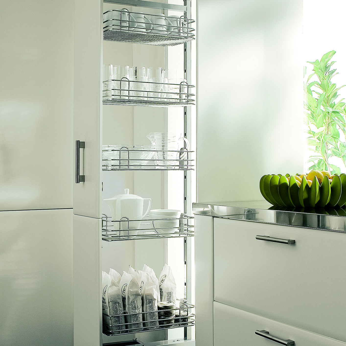 Pantry Pull Out Frame and Slide, Light Grey