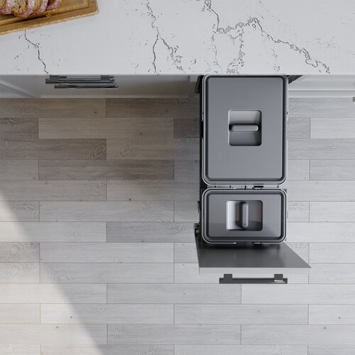 M-Series SpaceBin Waste System, 12in, 32L, Anthracite