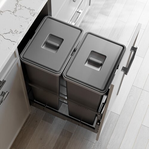 M-Series SpaceBin Waste System, 15in, 58L, Anthracite