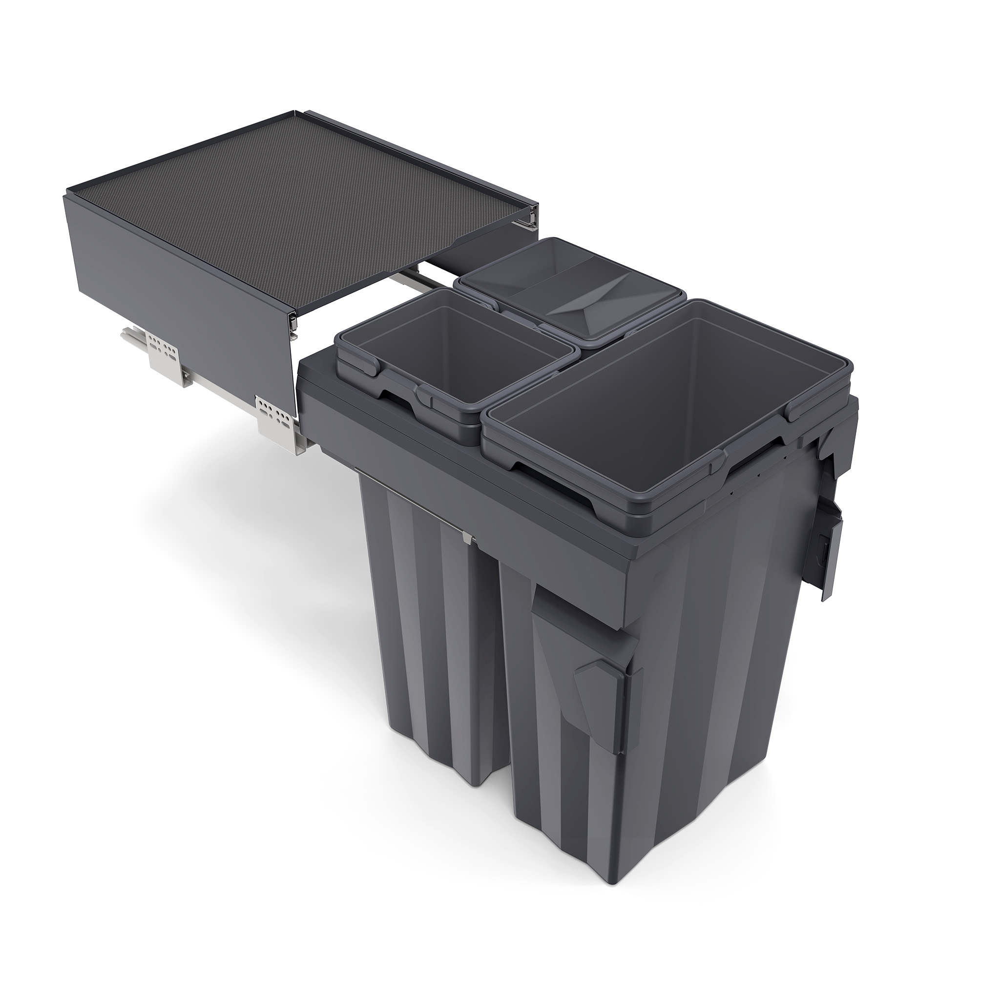 M-Series Max Bin for 18” (450mm) Cabinet, 69L (2 X 16L + 1 X 37L) Capacity