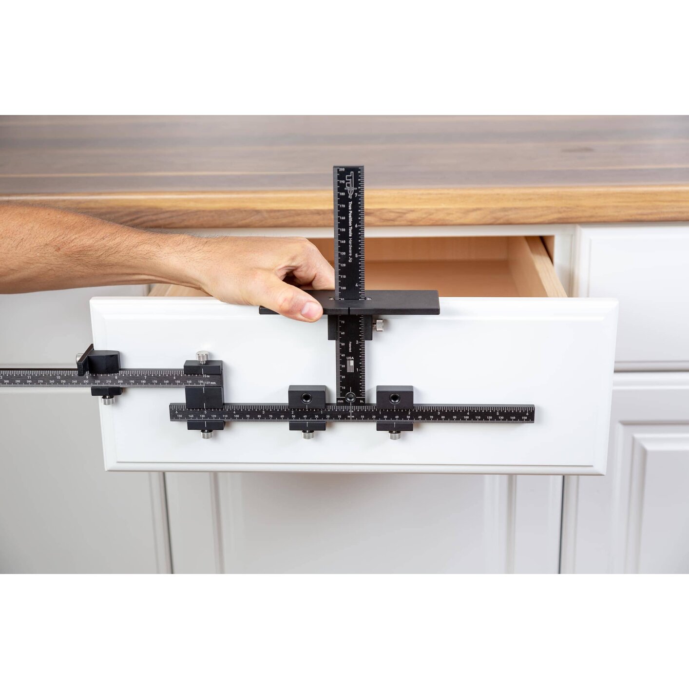 Extended Ruler Attachment for Cabinet Hardware Jig